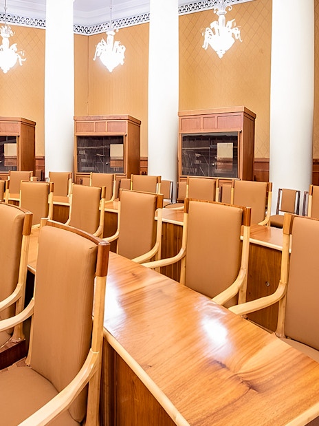 Conference room inside Palace of Culture and Science, Warsaw.