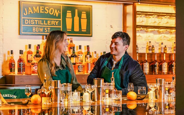 Visitors enjoying a tasting experience at Jameson Distillery Bow St.