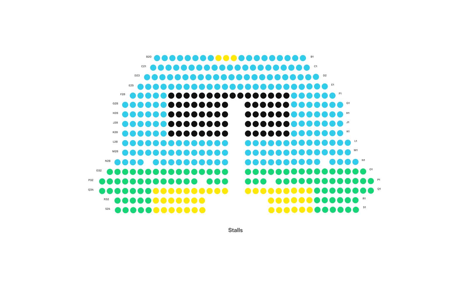 Abbildung des Parkettbereichs im Londoner His Majesty’s Theatre