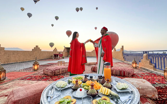 Marrakech Sunrise Hot Air Balloon Flight with Luxury Rooftop Breakfast