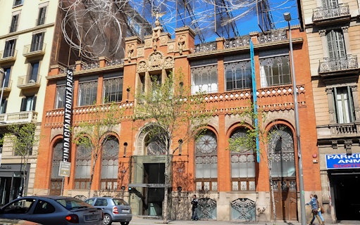 Fundació Antoni Tàpies building facade in Barcelona with modern art installation.