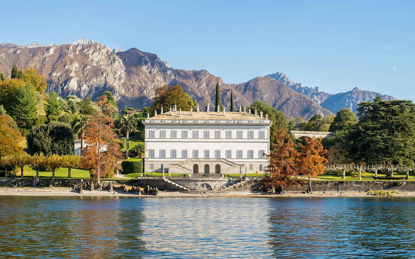 Villa Melzi and Gardens with Lake Como view near Bellagio.