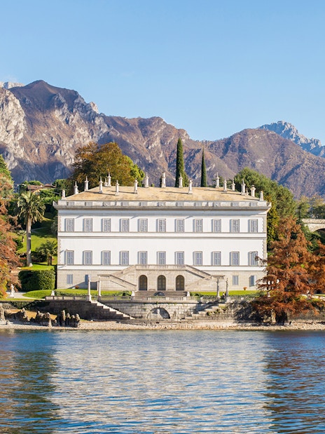 Villa Melzi and Gardens with Lake Como view near Bellagio.