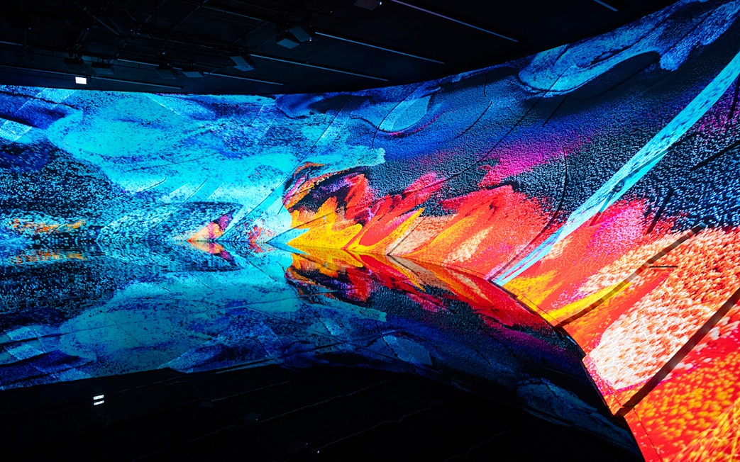 Digital art installation with vibrant colors at Museum of the Future, Dubai.