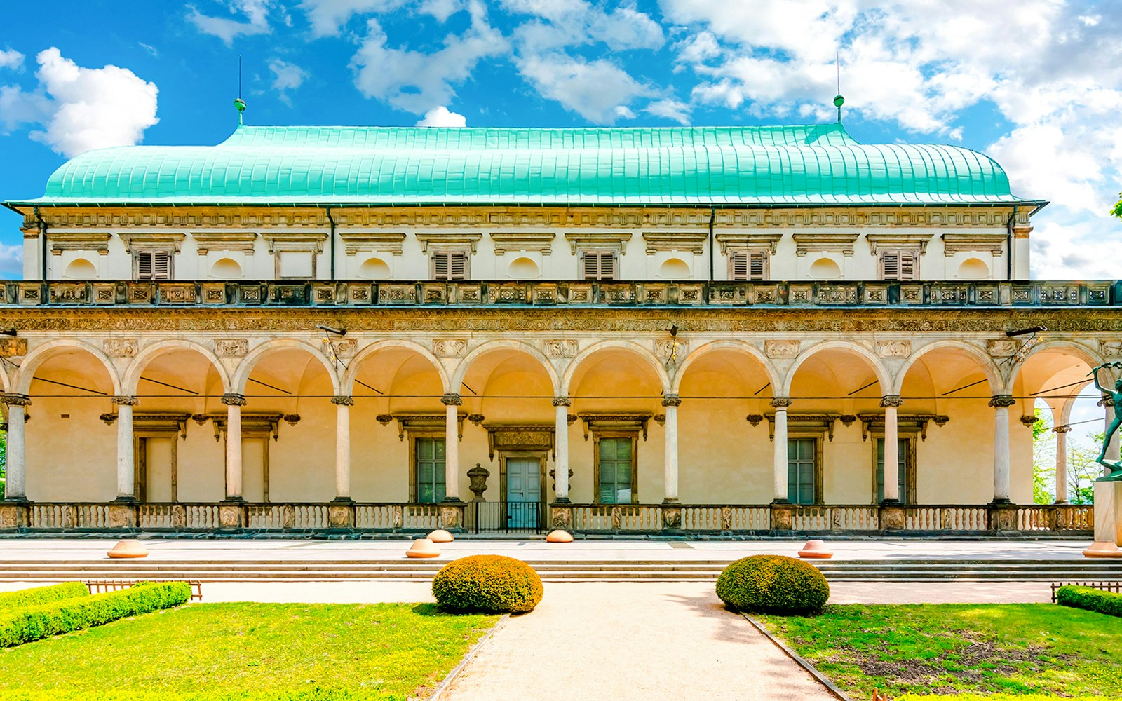 Queen Anne's Summer Palace with arched colonnade in Prague, Czech Republic.