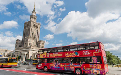 Hop-On Hop-Off bus near Palace of Culture, Warsaw.