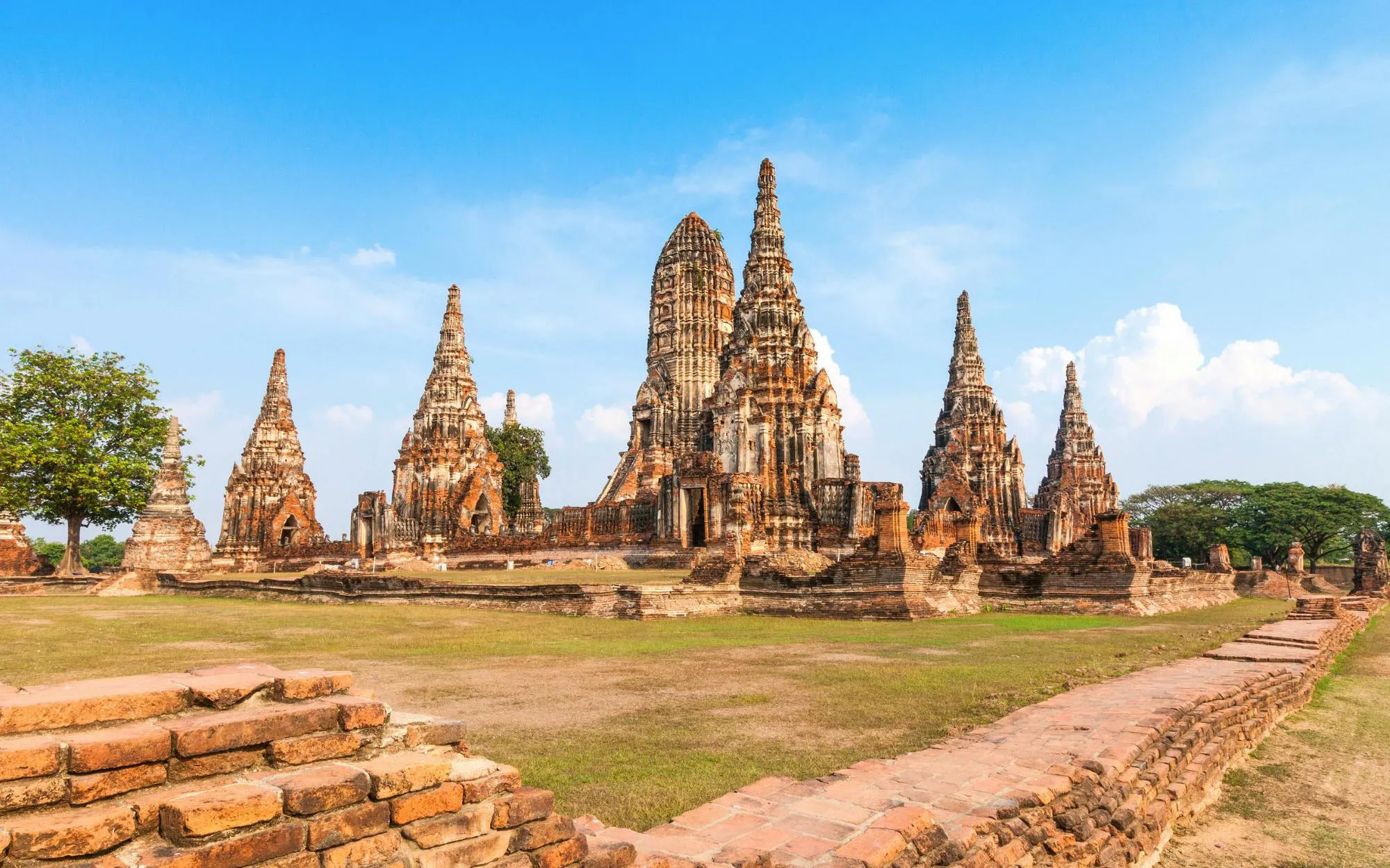 Ancient temple ruins at Wat Chaiwatthanaram, Ayutthaya, Thailand.