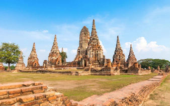 Ancient temple ruins at Wat Chaiwatthanaram, Ayutthaya, Thailand.