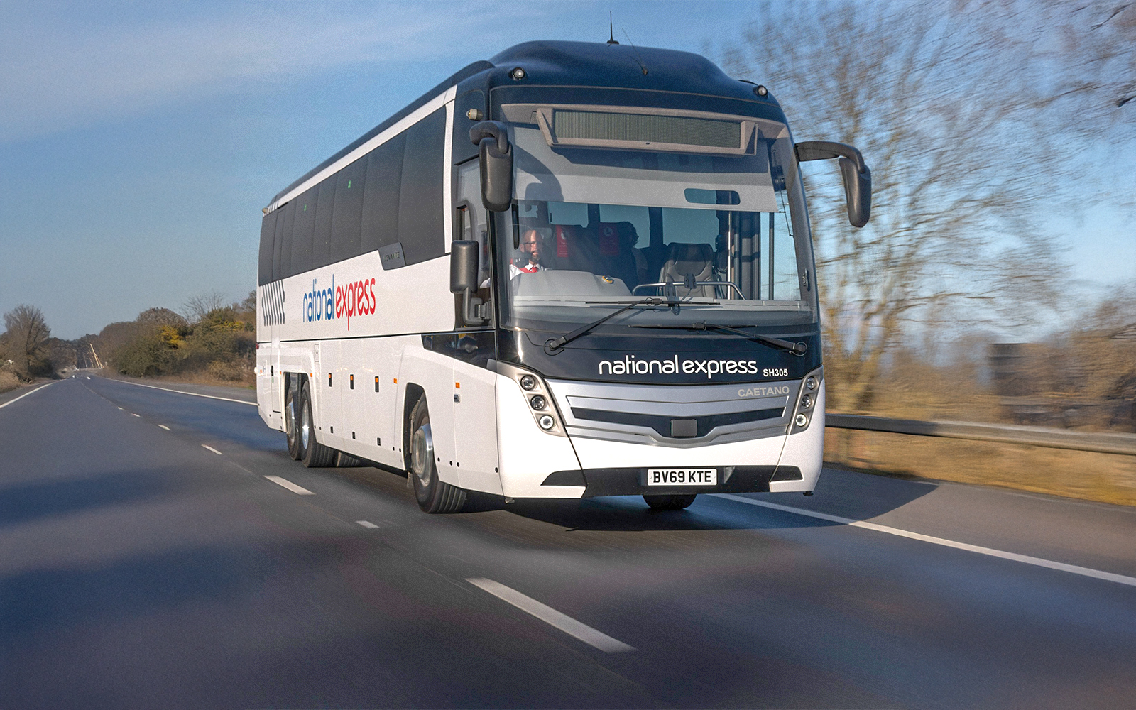 National Express bus on route to London Victoria Station.