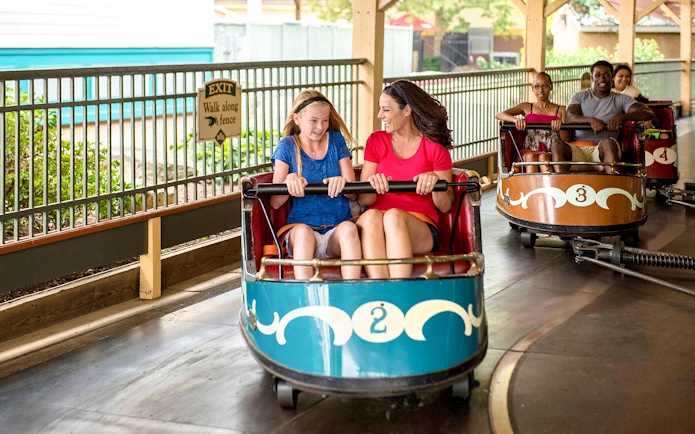 Riders enjoying the Whip ride at Dorney Park, Six Flags.