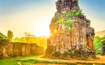 My Son Sanctuary ancient ruins with sunlight, Hoi An.