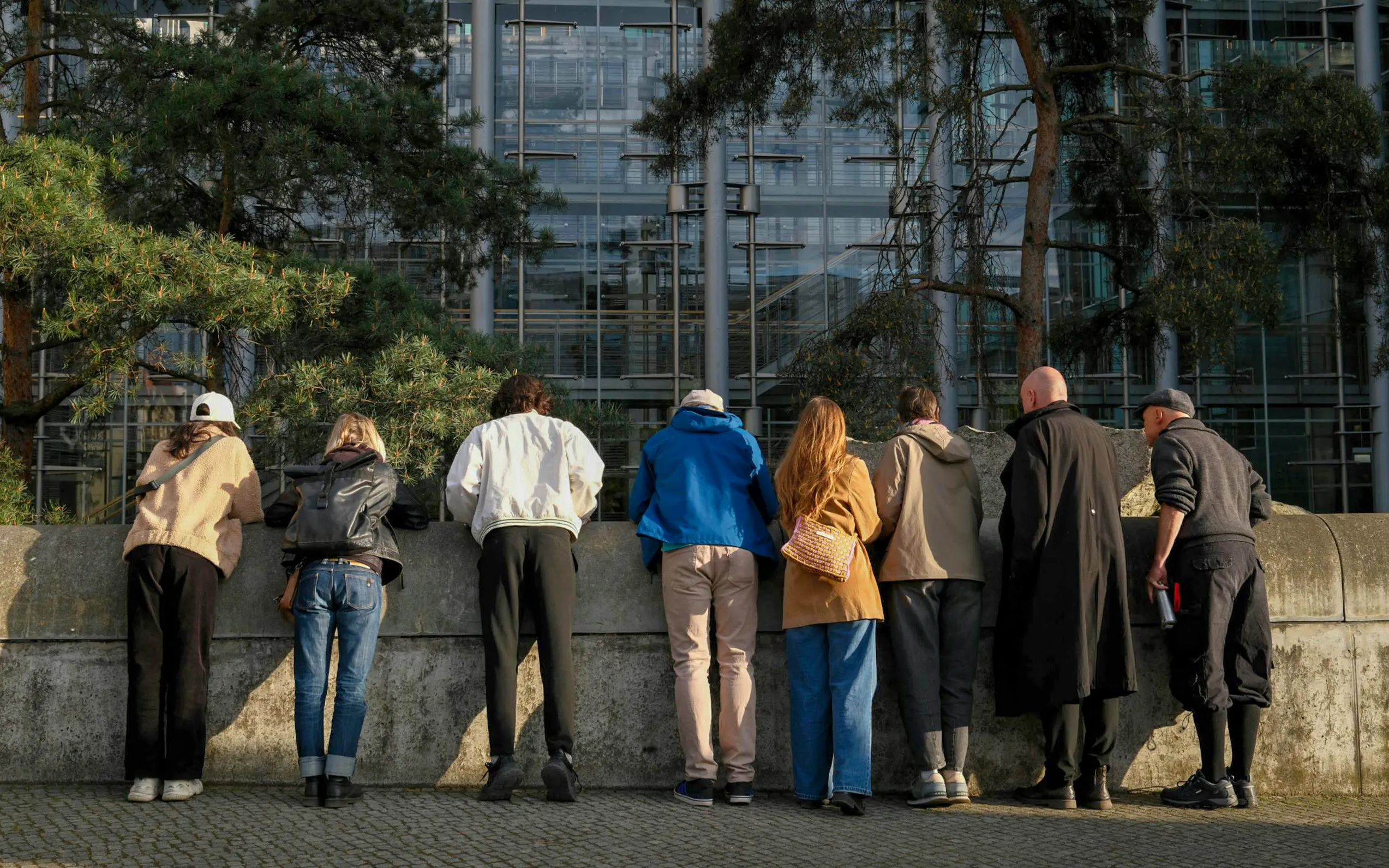 Group of tourists on a guided tour near the Reichstag Dome, Berlin.