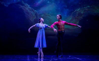 Ballet dancers performing The Nutcracker at Hybernia Theater, Prague.