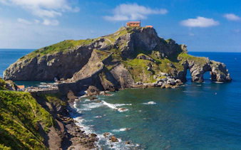 San Juan de Gaztelugatxe island with stone bridge and chapel, Spain.