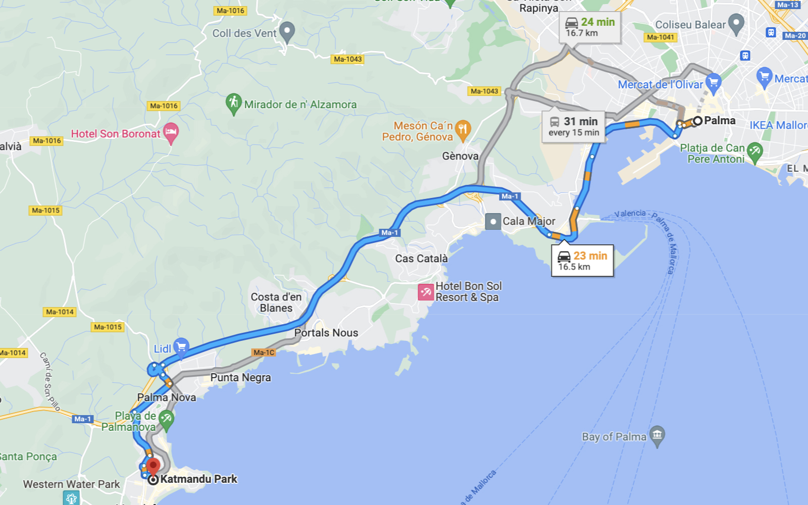 Getting to Katmandu Park by Car