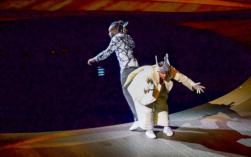 Performers on stage during La Perle by Dragone show in Dubai.