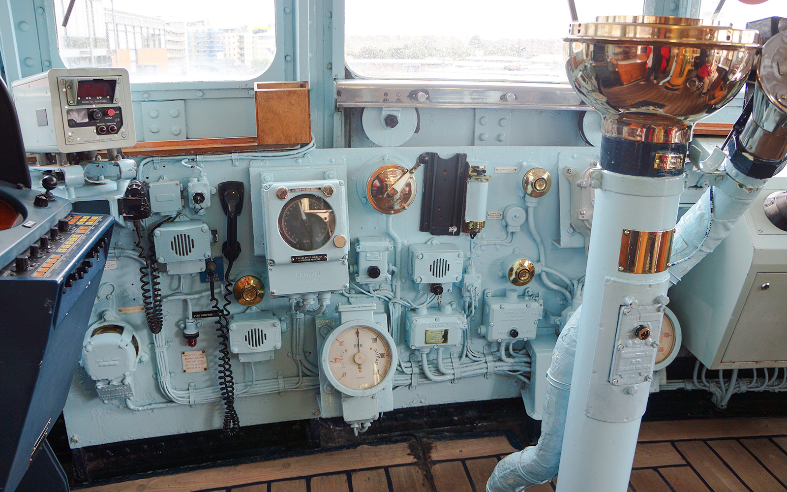Control room instruments aboard the Royal Yacht Britannia.