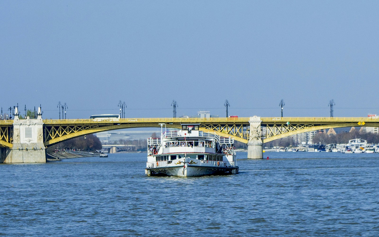 View of the cruise in front of the Budapest Chain bridge