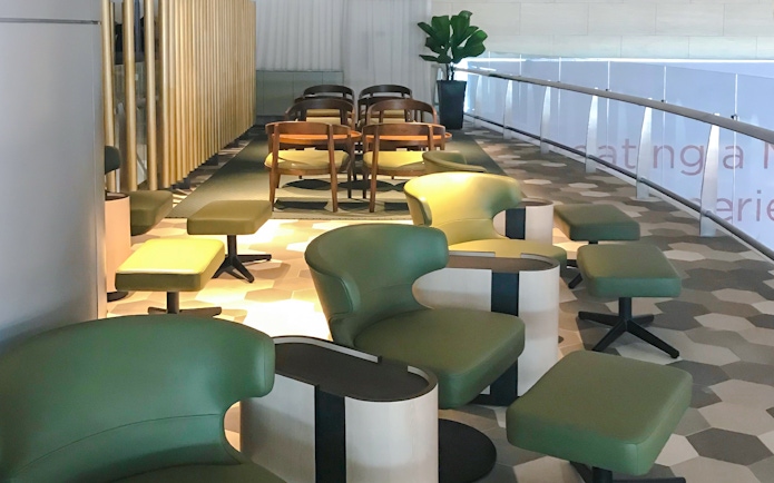 Seating area at BLOSSOM by SATS, Plaza Premium Lounge, Singapore.