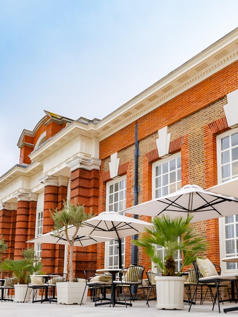 Outdoor seating at Kensington Palace for Royal Afternoon Tea.