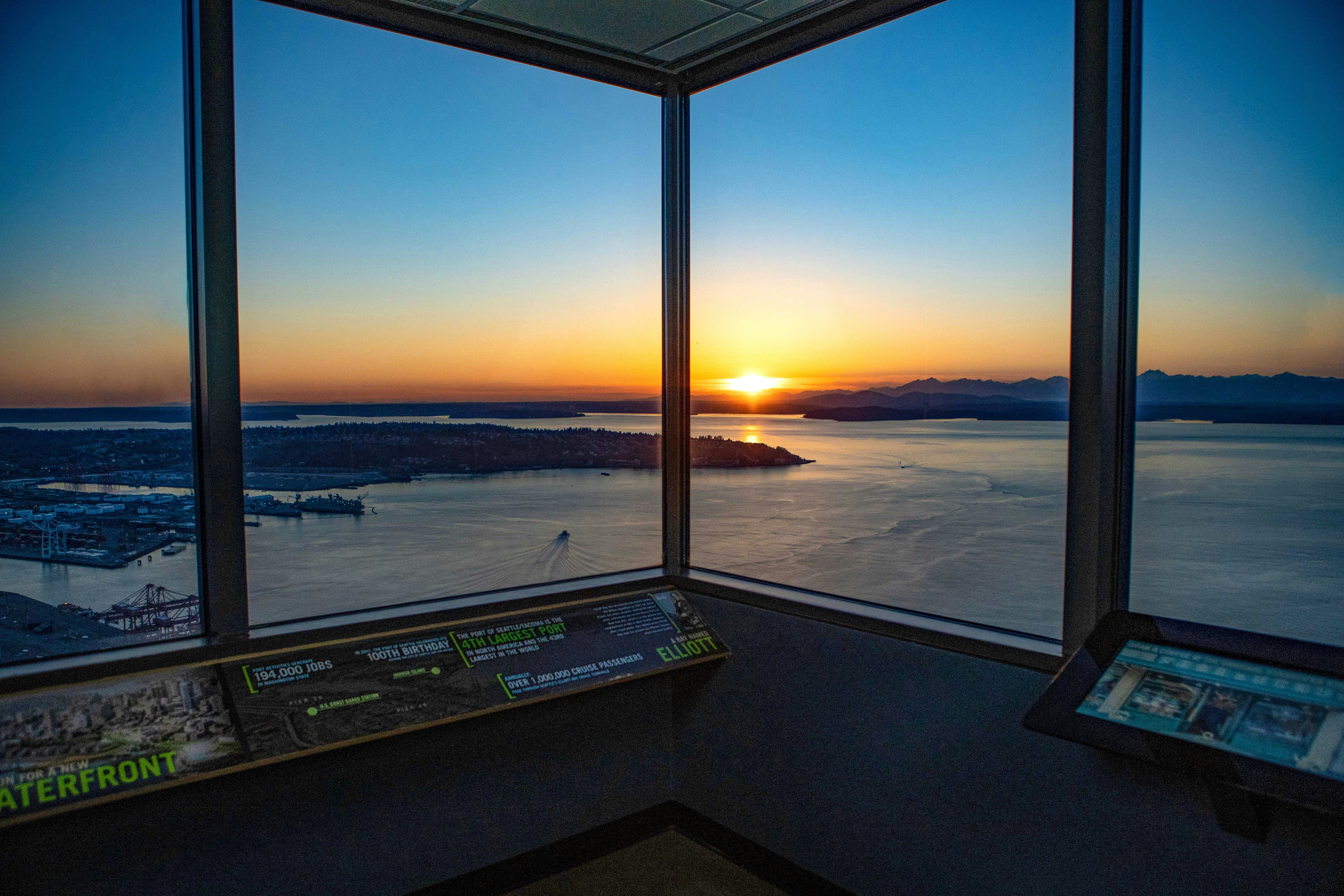 Sunset View from Sky View Observatory over Seattle