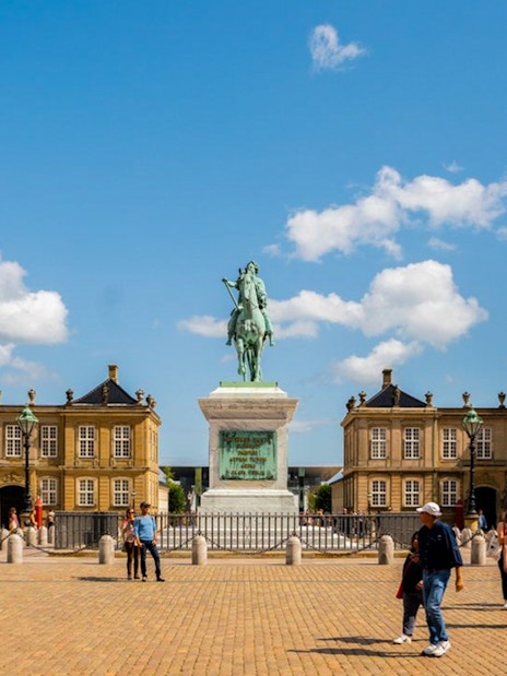 Amalienborg Palace courtyard with equestrian statue, Copenhagen.