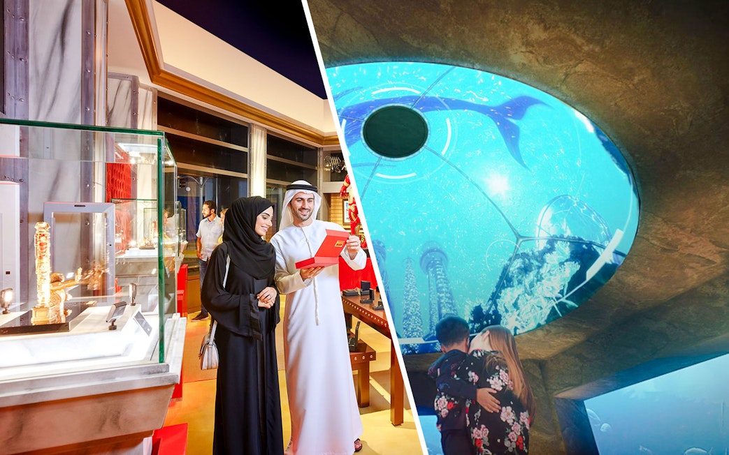 Mother and child viewing aquarium exhibit at The Lost World Aquarium.