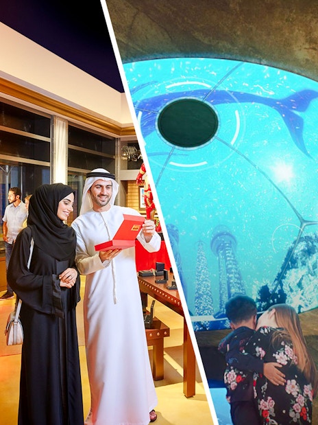 Mother and child viewing aquarium exhibit at The Lost World Aquarium.