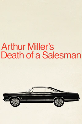 Arthur Miller's Death of a Salesman text above classic car illustration