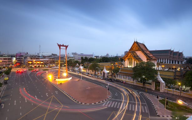 Giant Swing and Wat Suthat in Bangkok during a tuk-tuk tour.
