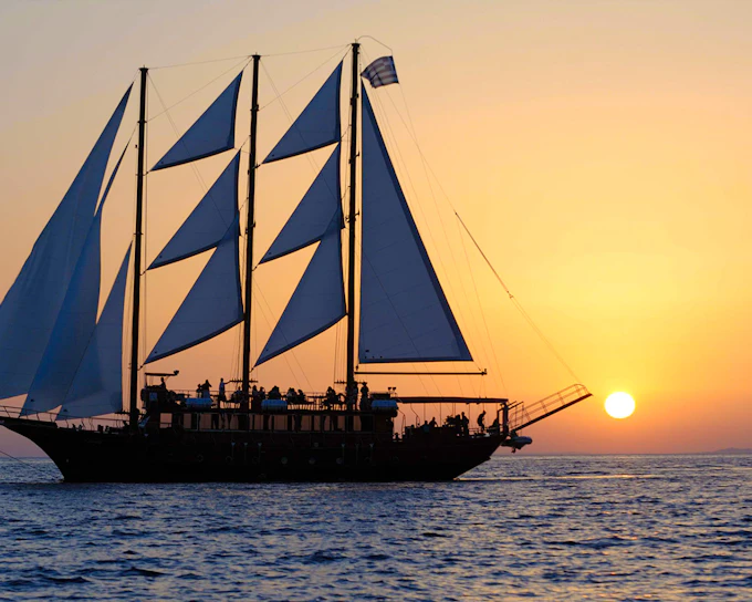 Santorini Volcano Sunset Dinner Cruise & Open Buffet with Transfers