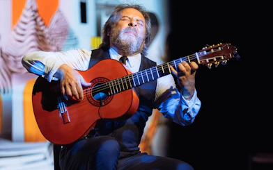 Guitarist performing at Teatro Flamenco Barcelona.