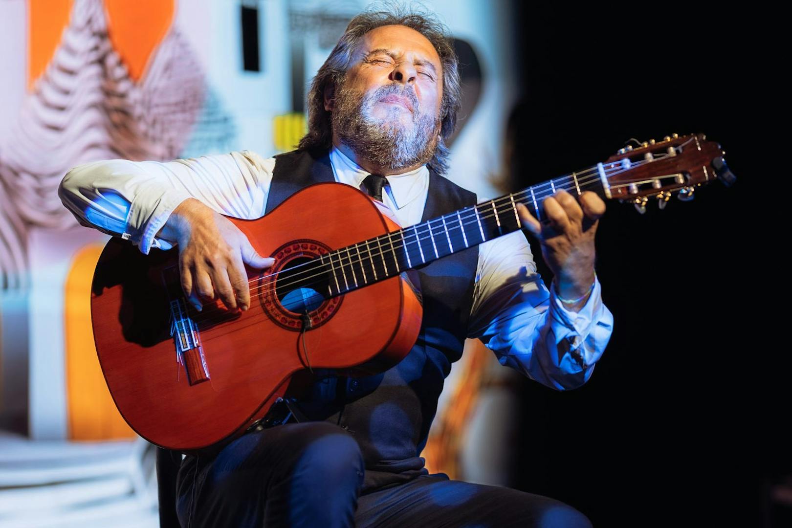 Guitarist performing at Teatro Flamenco Barcelona.