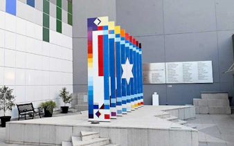 Colorful Jewish memorial with Star of David in Buenos Aires.