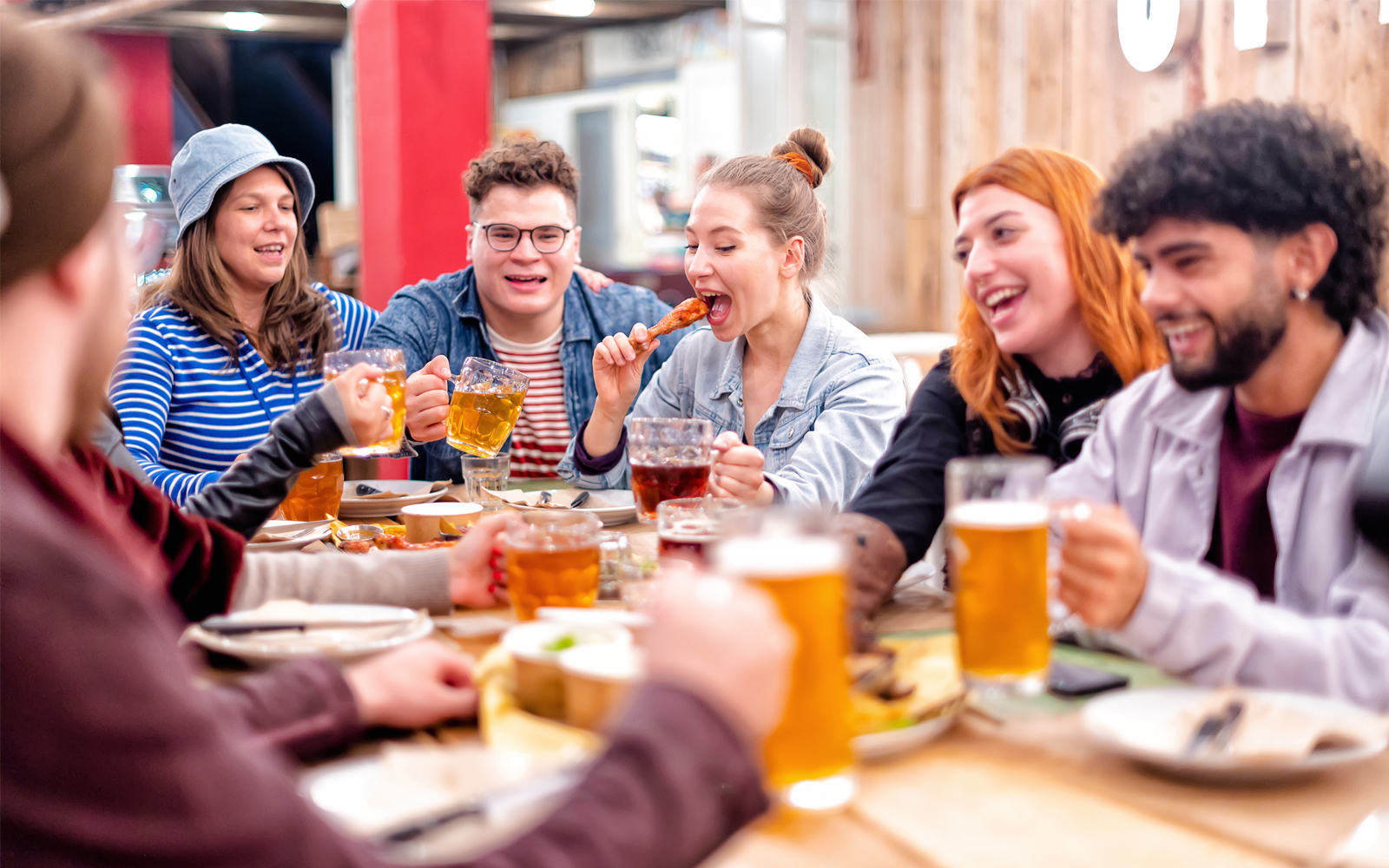 Friends enjoying in a brewery