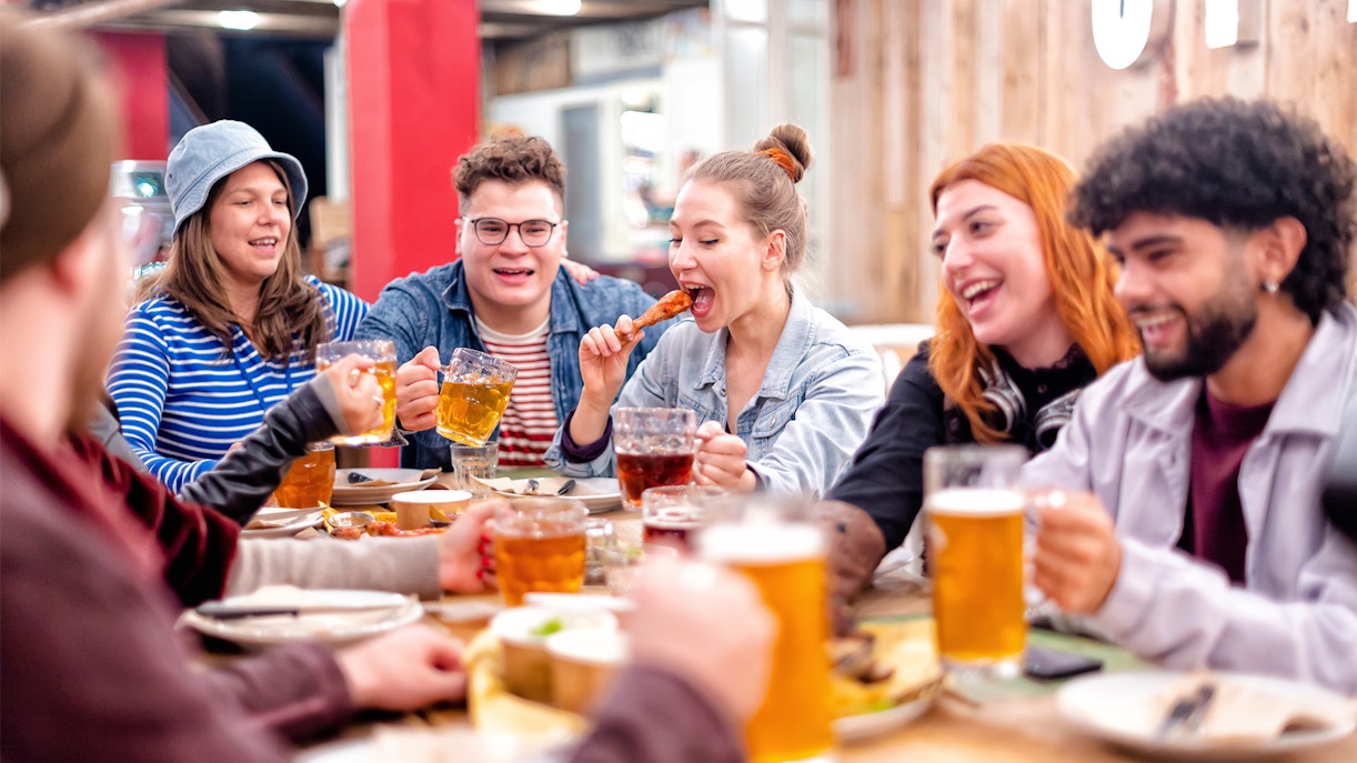 Friends enjoying in a brewery