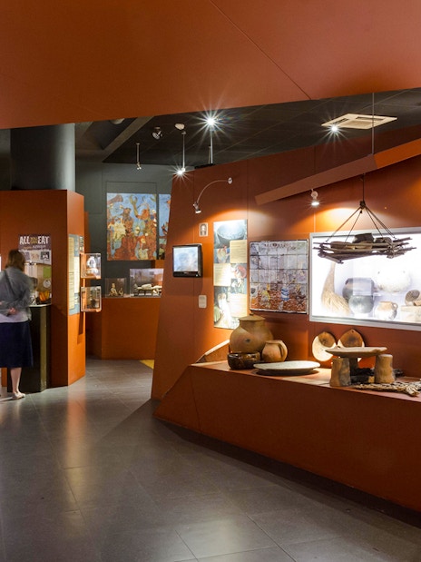 Interior exhibits of Chocolate Museum Paris showcasing historical chocolate-making tools.