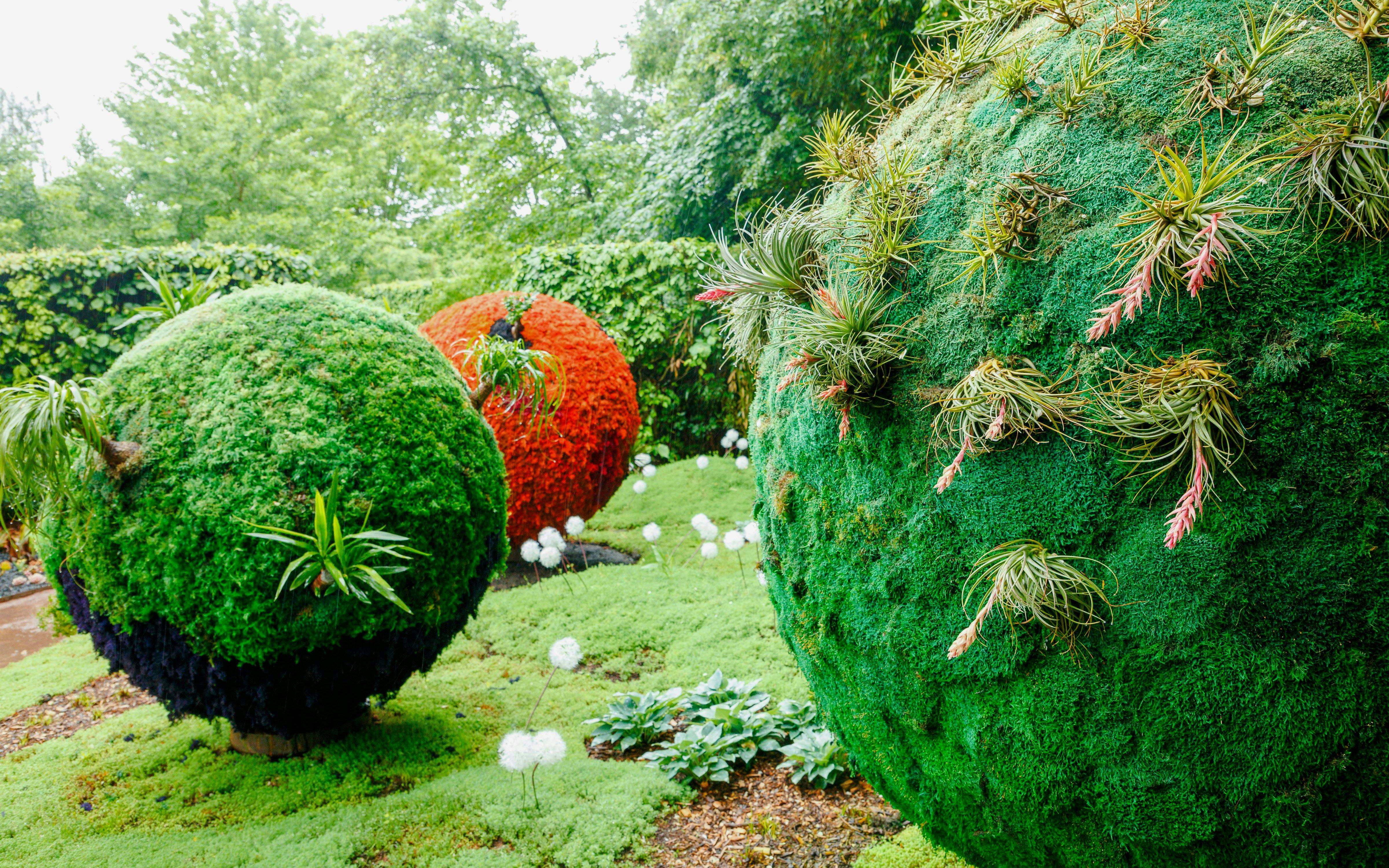 Spherical garden sculptures at Domaine du Chaumont-sur-Loire, Loire Valley.
