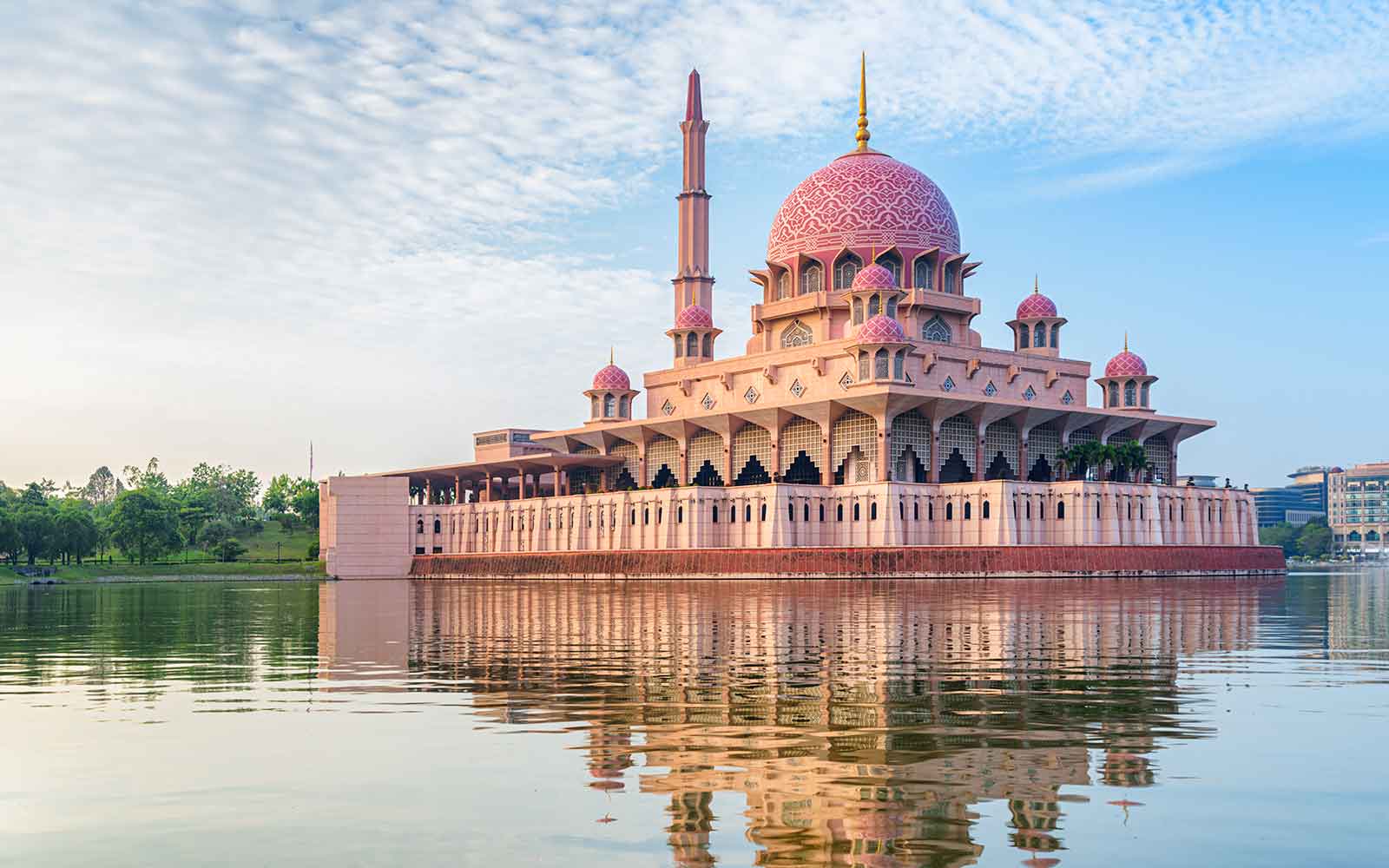 Awesome view of the Putra Mosque at sunrise, Putrajaya, Malaysia 