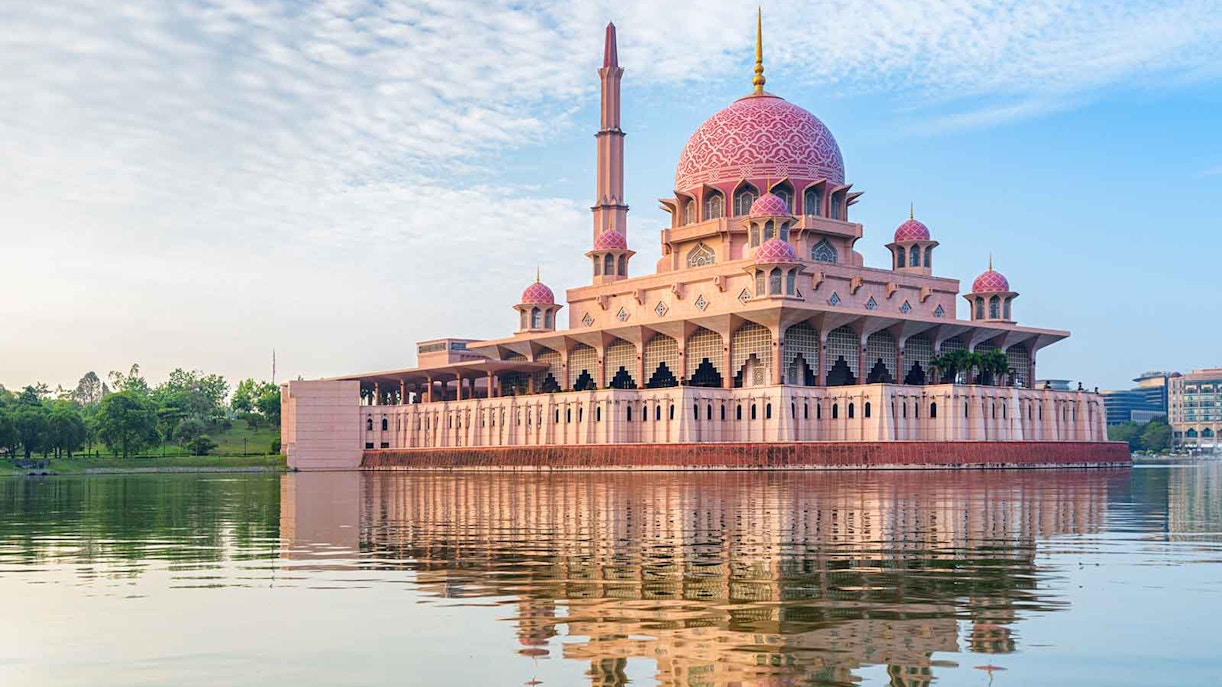 Awesome view of the Putra Mosque at sunrise, Putrajaya, Malaysia
