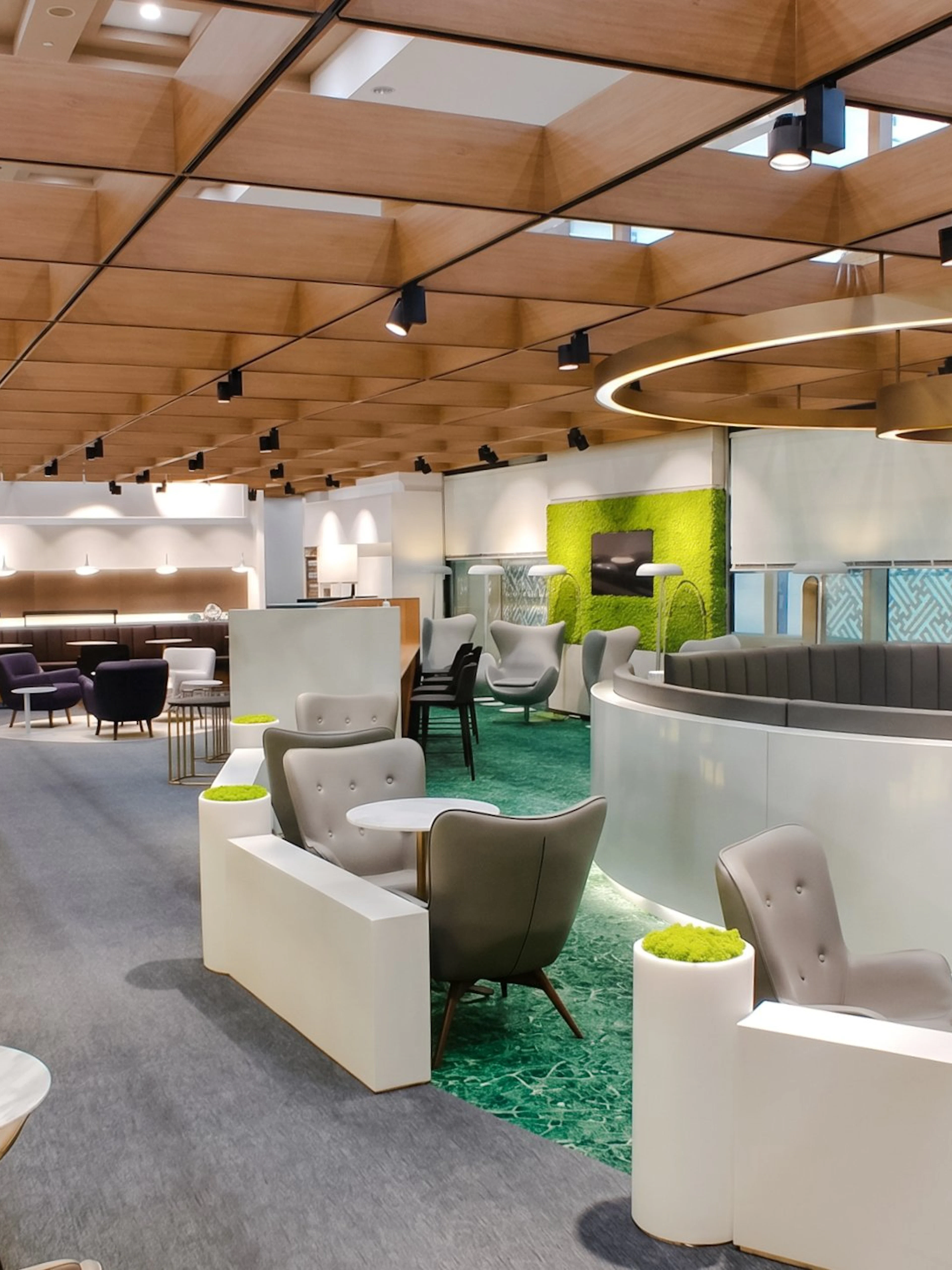 Skyhub Lounge seating area with modern decor at Gimpo International Airport Terminal 1.
