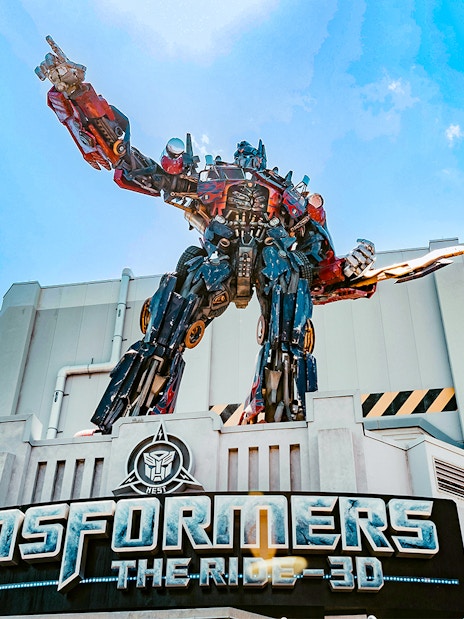 Transformers statue at Transformers The Ride 3D entrance, Universal Orlando, Florida.