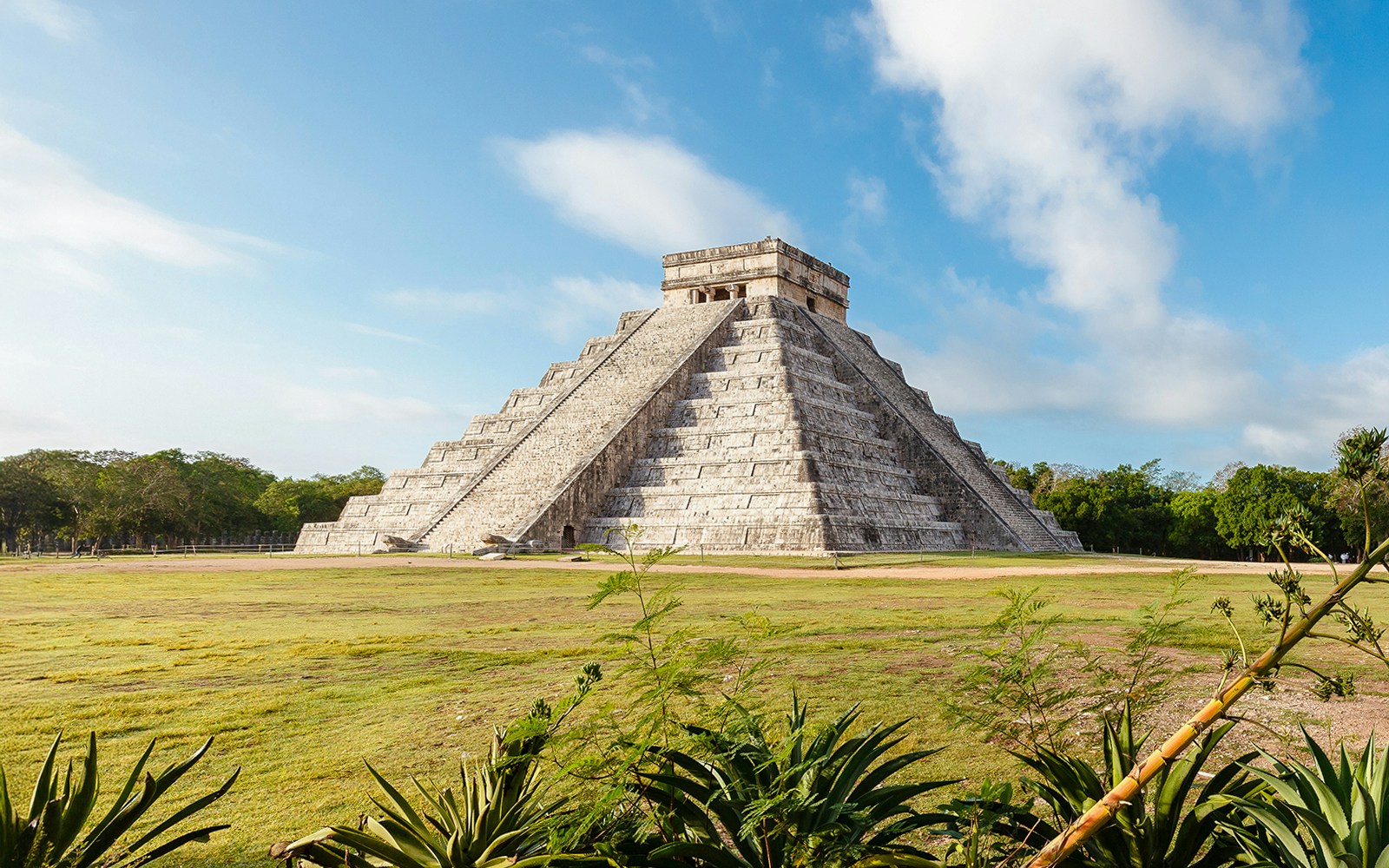 Chichen Itza's El Castillo pyramid at sunrise, Yucatan, Mexico.