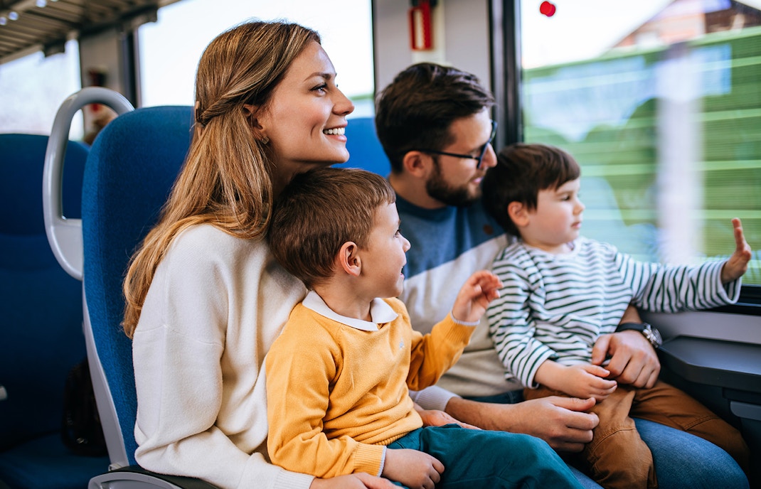 Family inside the Train