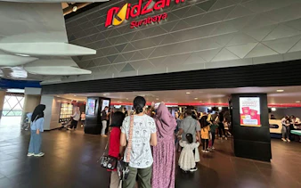 Visitors entering KidZania Surabaya, Dubai, during the weekend low season.