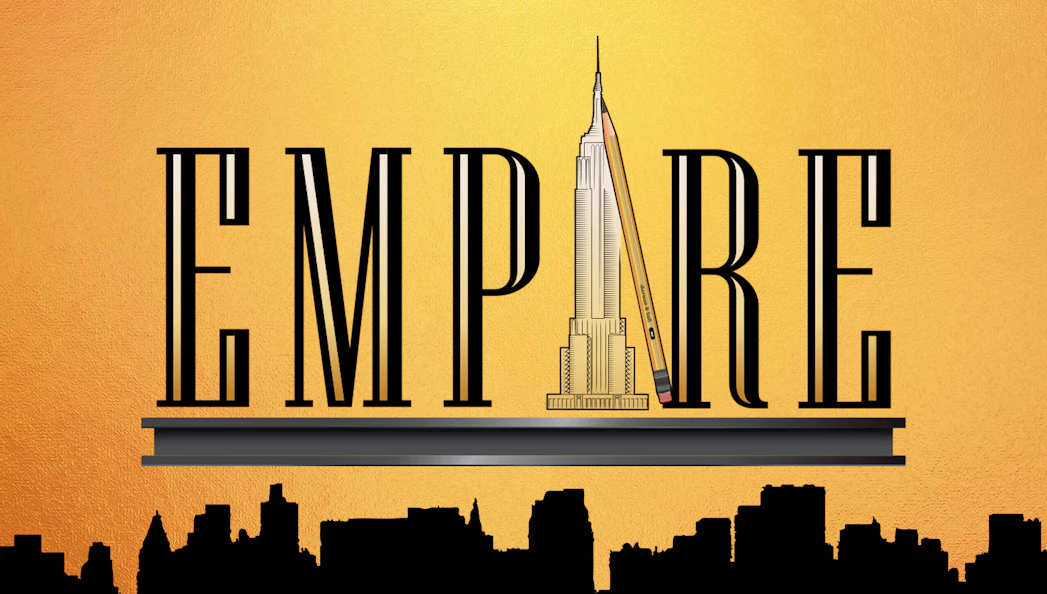 Empire: The Musical logo with Empire State Building and pencil.