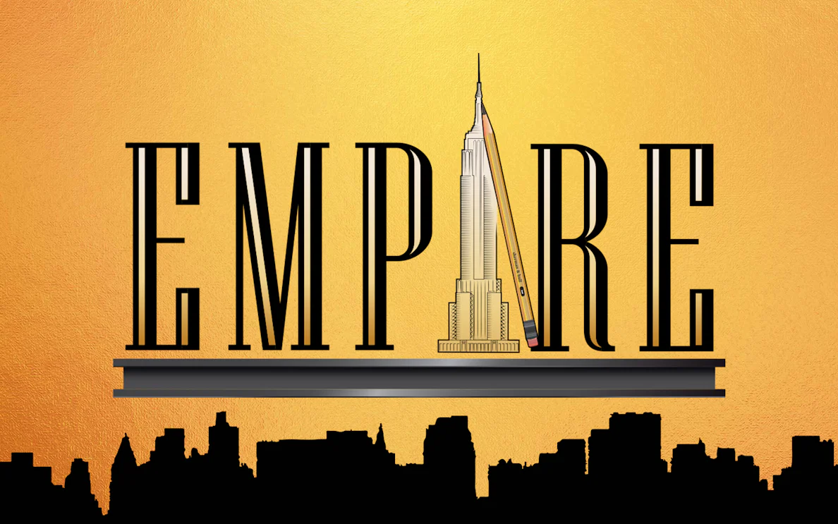 Empire: The Musical logo with Empire State Building and pencil.