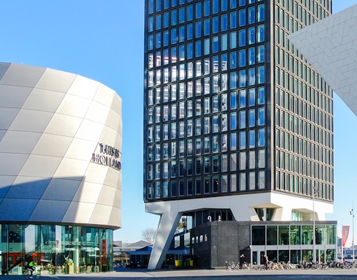 Exteriors of This is Holland building in Amsterdam with modern architecture.