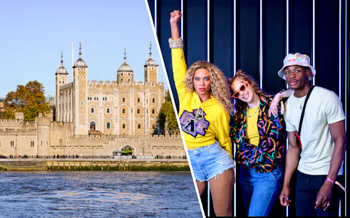 Tower of London and Madame Tussauds wax figures, London tour combo offer.