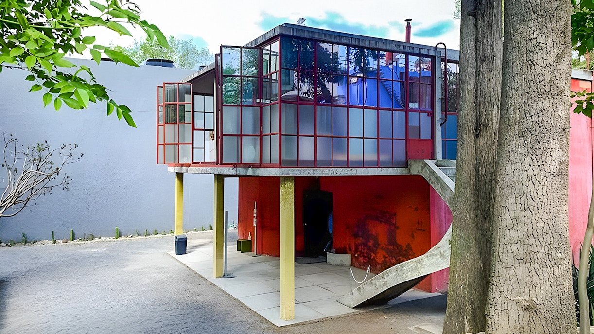 Modernist architecture of Museo Casa Estudio Diego Rivera y Frida Kahlo, Mexico City.